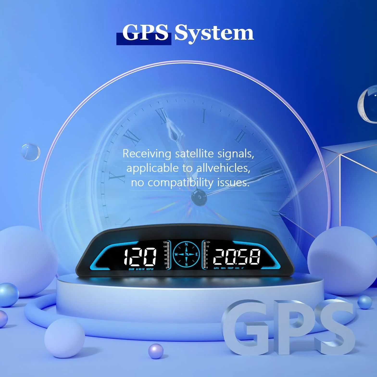 Tachimetro, Ricezione Segnali Satellitari, Visualizzazione Velocità e Altre Funzioni, Car Head Up Display, Applicabile a tutti i Veicoli