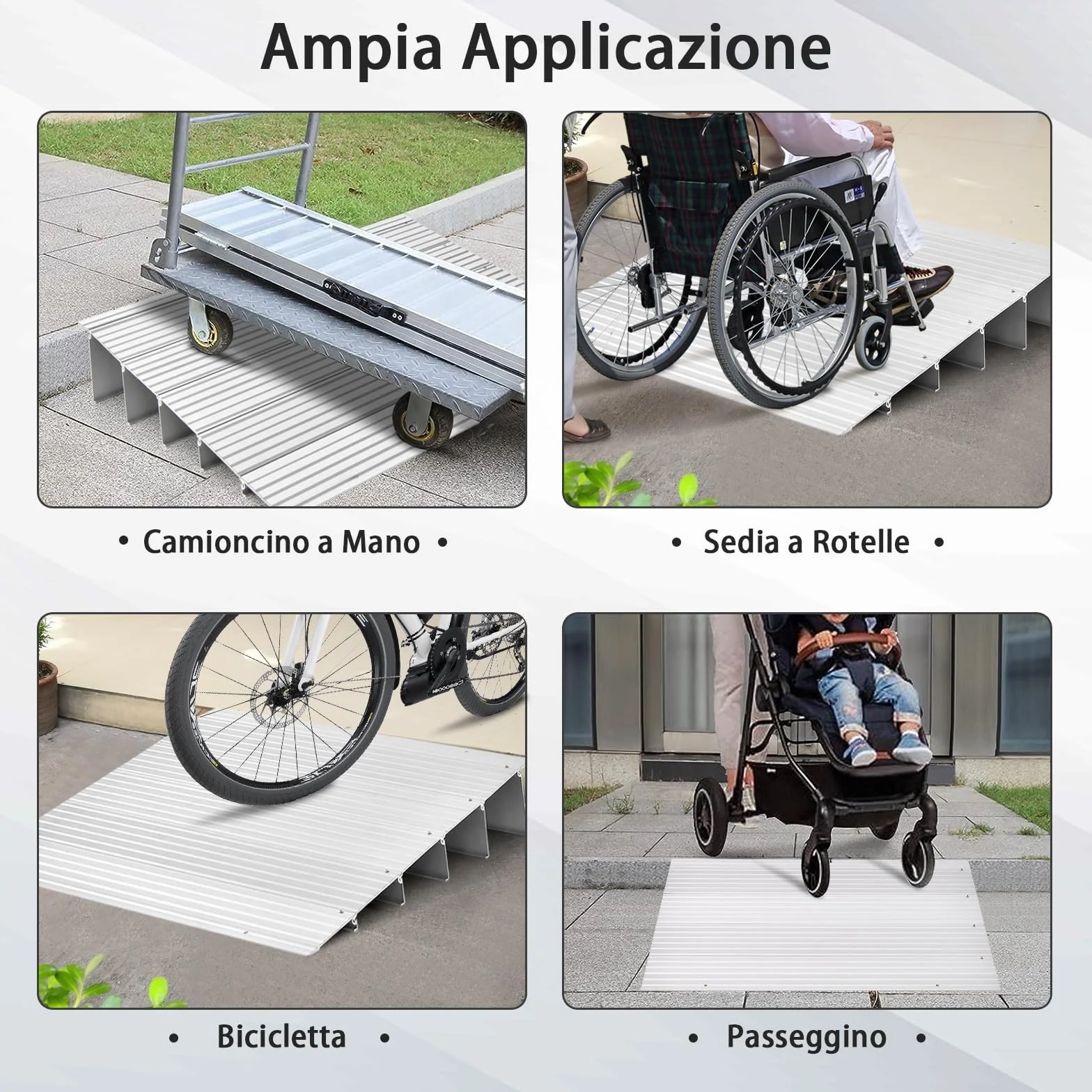 COSTWAY Rampa per Soglia Porta, Rampa d'Accesso in Alluminio con Altezza Regolabile, Superficie Antiscivolo, Portata 317 KG (13 cm)
