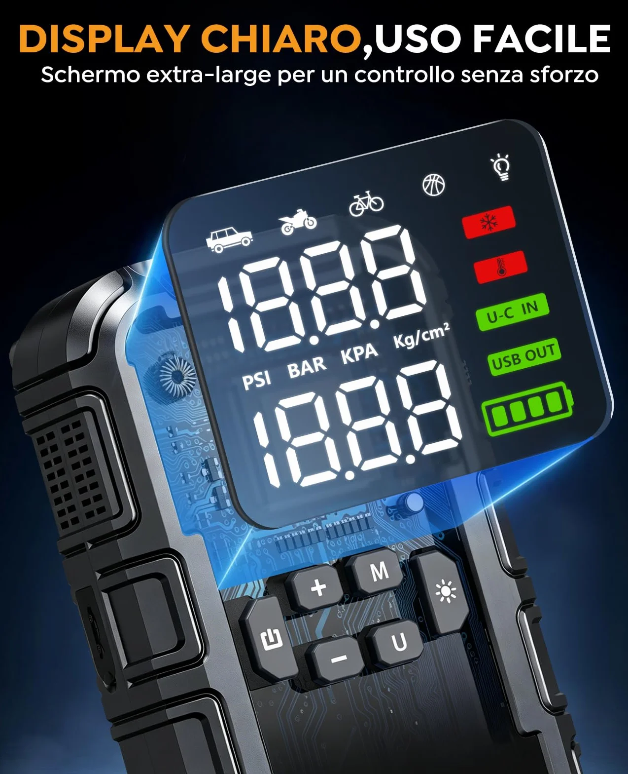 Avviatore Batteria Auto 160PSI 8000A Booster Avviamento 12V con Compressore LED LCD