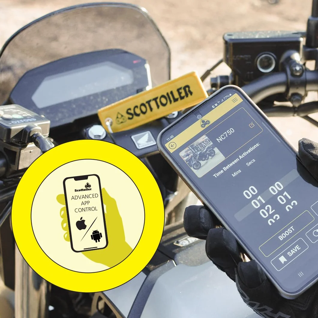 Scottoiler xSystem 3.0+ - Olio elettronico per catena con controllo tramite app Bluetooth incluso Scottoil All Climate Biodegradable Green