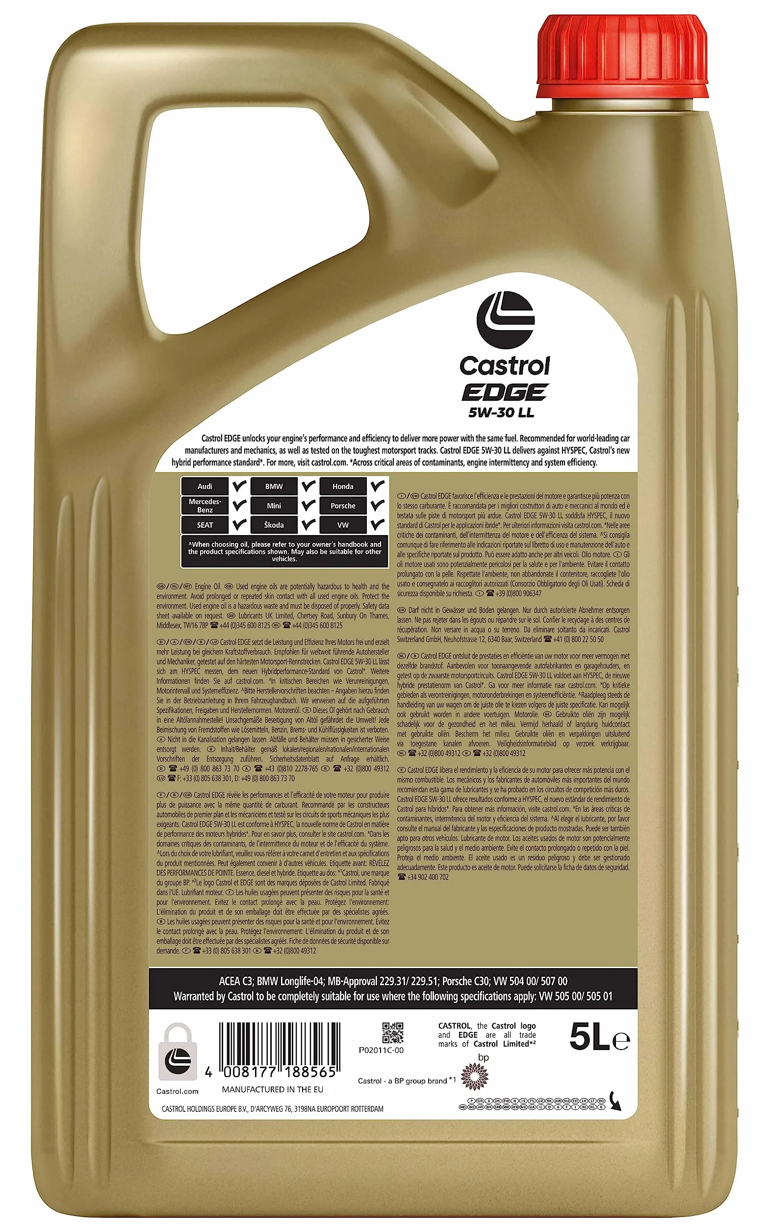 Castrol EDGE 5W-30 LL Olio Motore 5L
