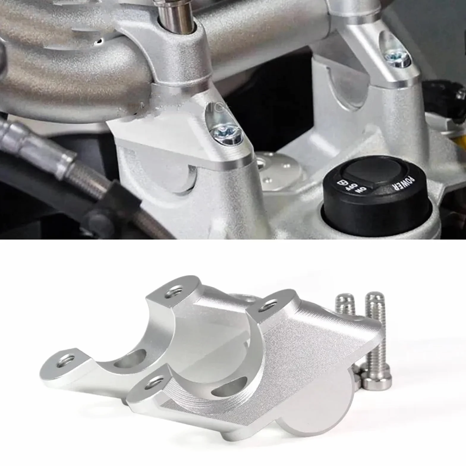 Riser Manubri Moto BMW R1200R LC 2015-2019 R1250R LC 2019-2023 Adattatore Manubrio Argento