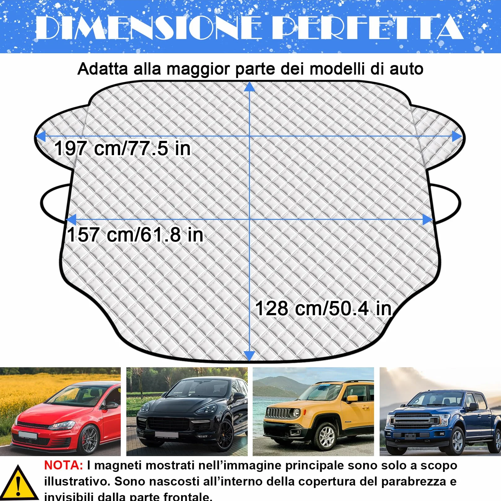 Parasole Auto Parabrezza UV Protettore Magnetic Pieghevole 197x128cm