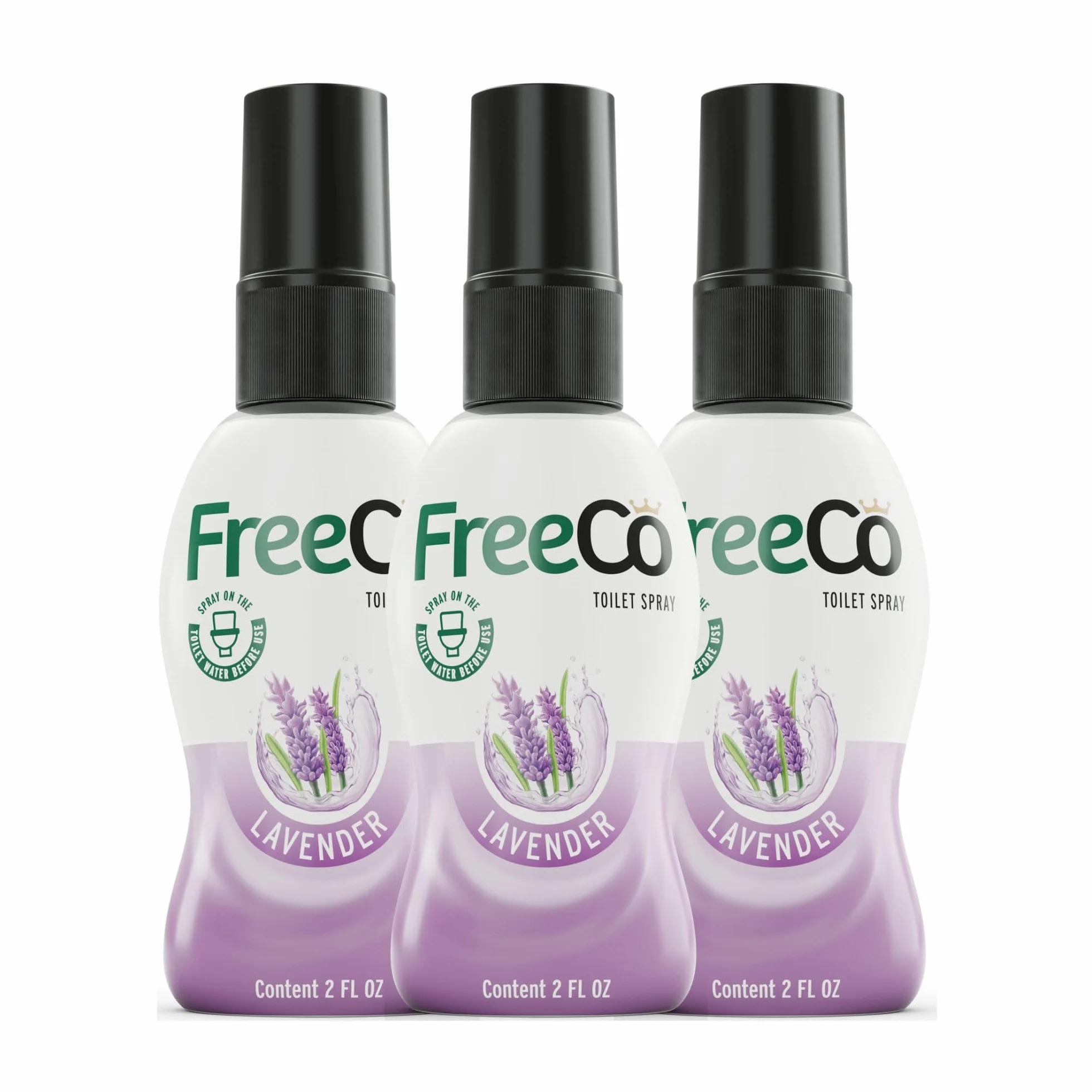 FreeCo Spray WC Blocca Odori Pre-uso Oli Essenziali Naturali Confezione 3x60 ml Fragranza Lavanda