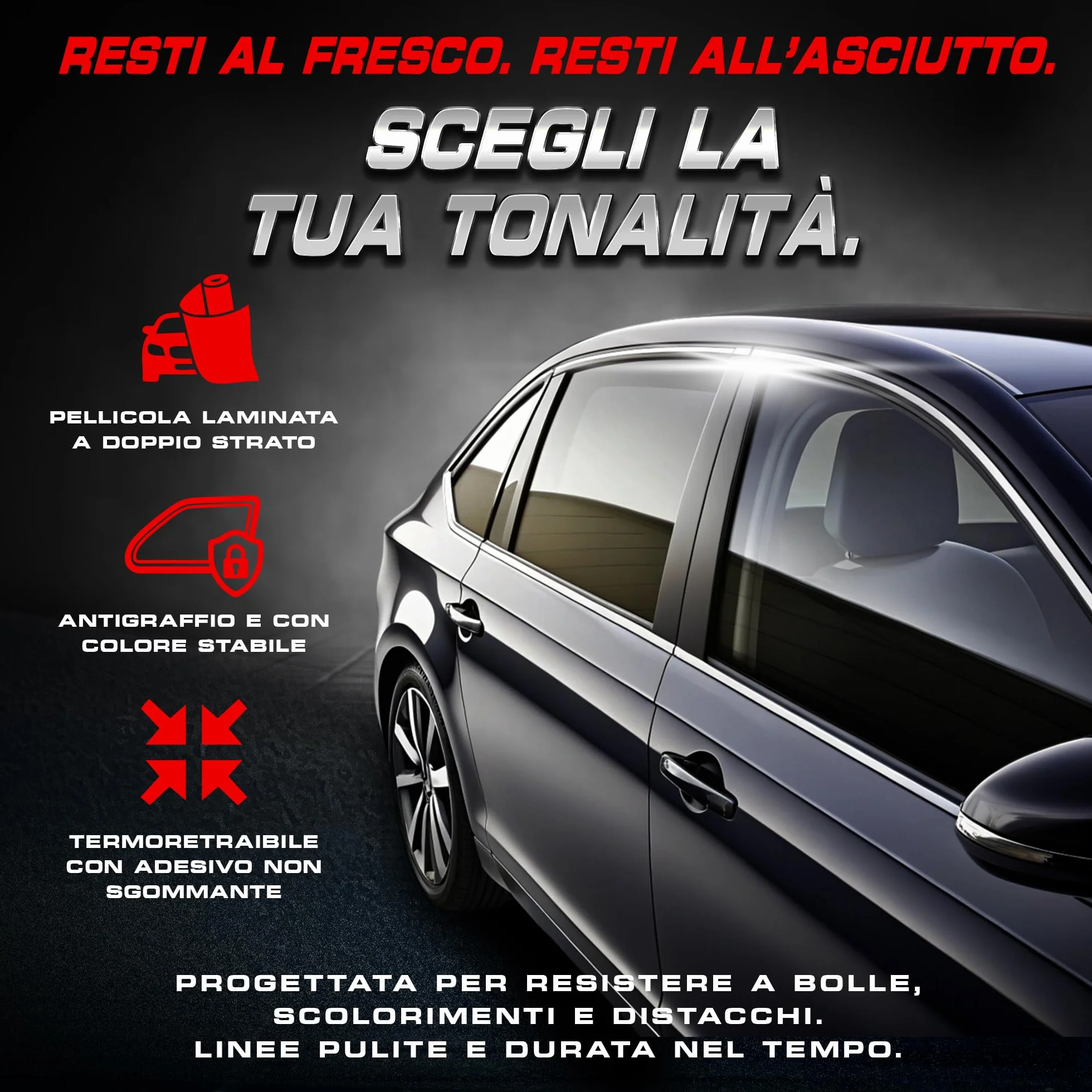 Pellicola Oscurante Vetri Auto BLACKGLASS IX di Alta Qualità (5% VLT, 6m x 0,65m, 2 Strati, Limo Black) Pellicola Parasole, Antiriflesso e Privacy con Istruzioni per Installazione