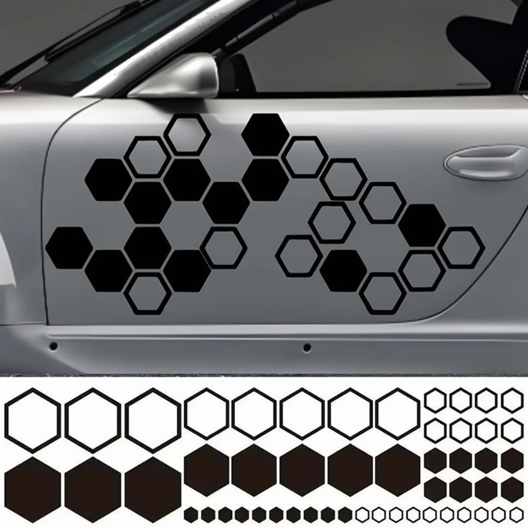 Adesivi Auto a Nido d'Ape 52 Pezzi – Decorazione Carrozzeria Racing Strisce Design per Auto SUV Camion Fuoristrada Nero