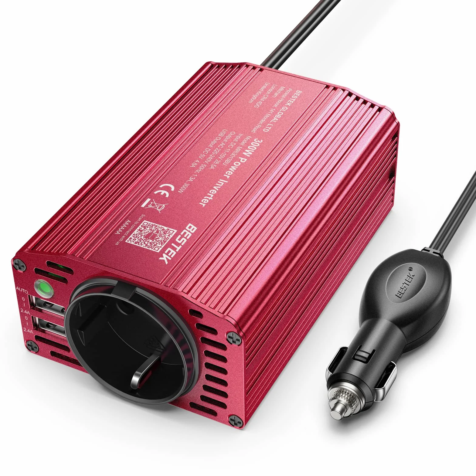 BESTEK 300W Inverter 12V 220V 2 USB Port 4.8A Power Inverter for Phone Pad Tablet