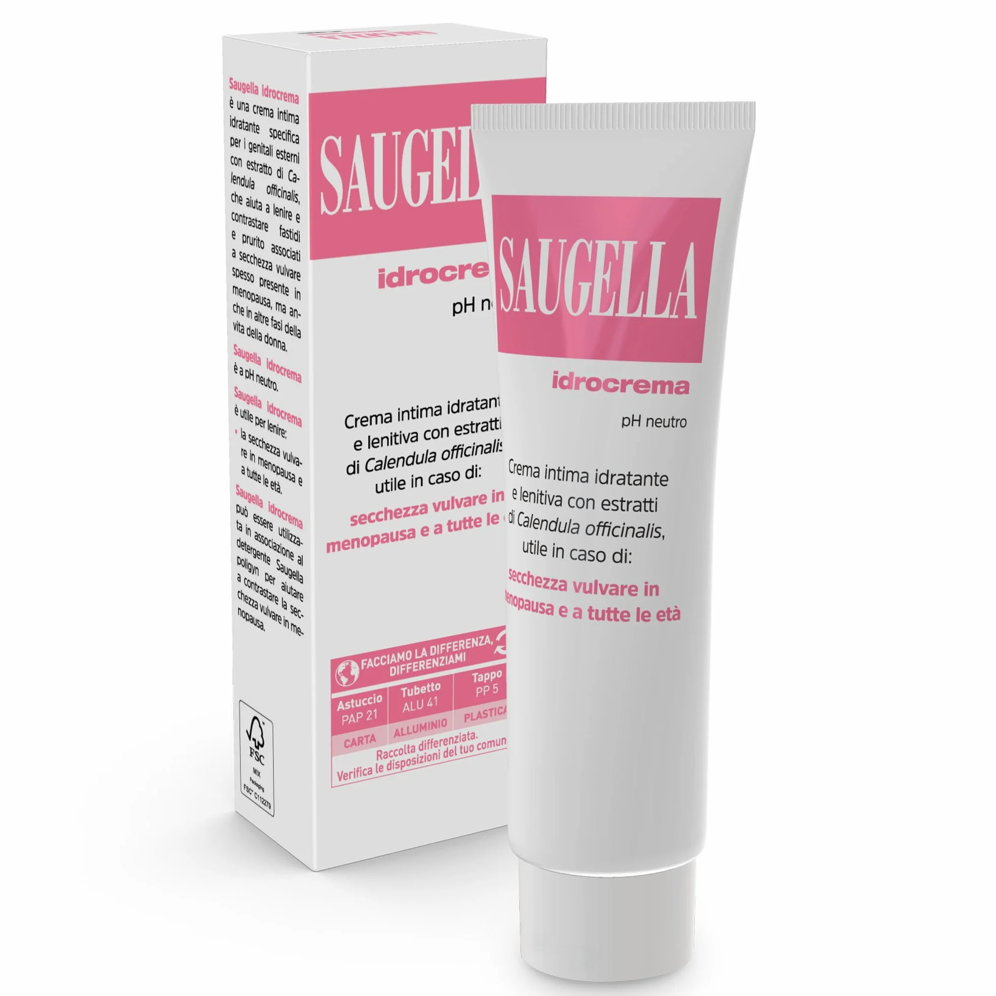 Saugella Idrocrema pH Neutro 30 ml z Kwasem Hialuronowym i Nagietkiem na Suchość i Swędzenie