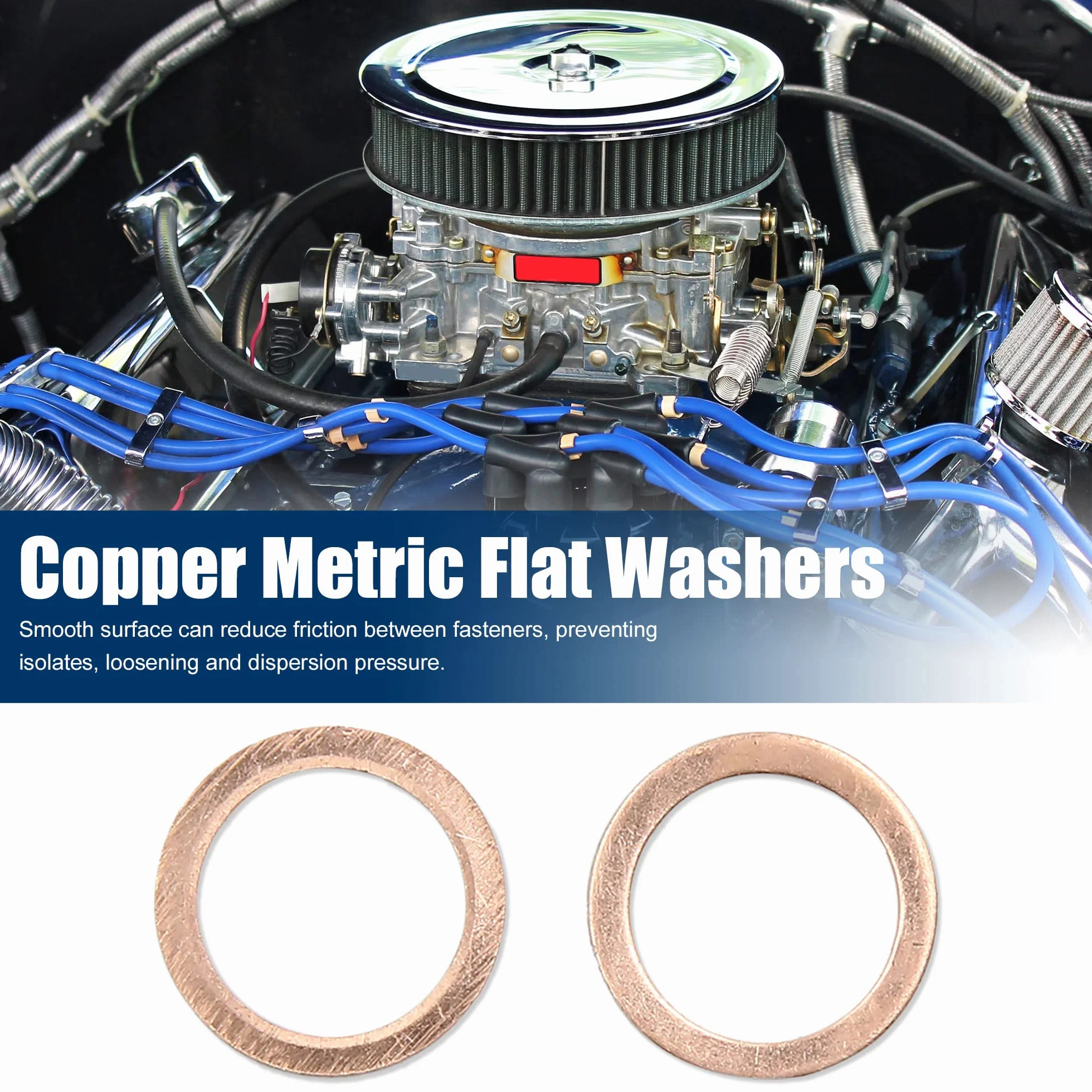 sourcing map 50 PCS 13 mm Diametro Interno Guarnizione di Motore di Auto rondella Piatta di Rame