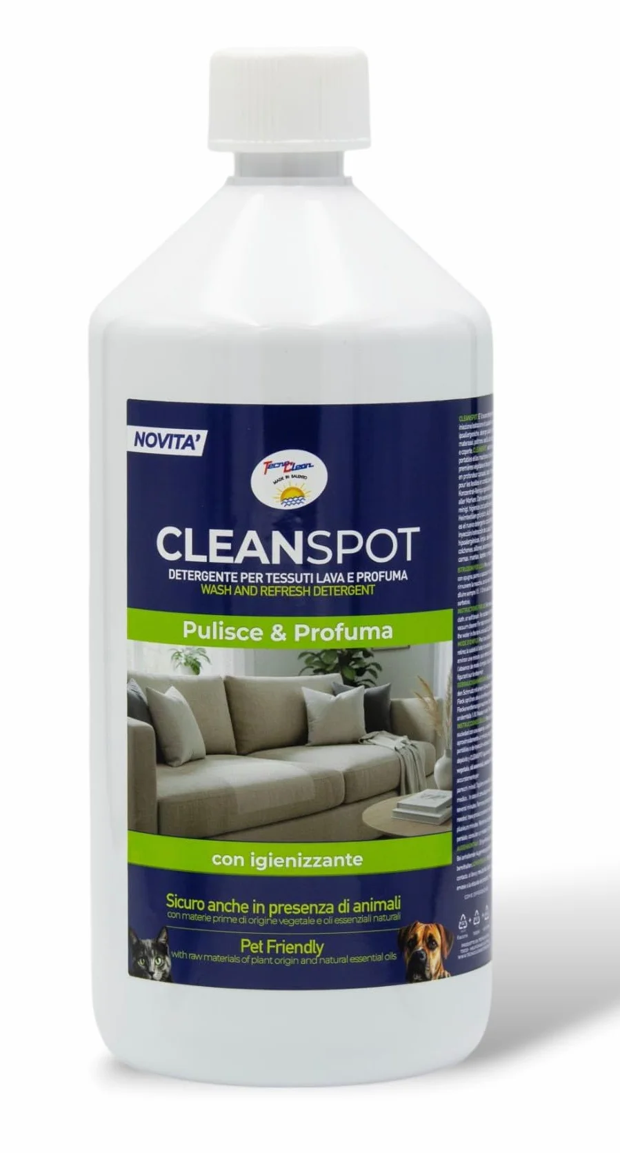 Cleanspot Detergente concentrato per tessuti e tappeti Wash & Refresh, Pet Friendly 1 litro