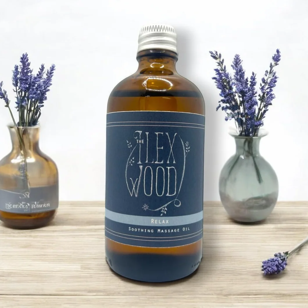 Olio massaggiante vegano naturale lenitivo The Ilex Wood Relax bergamotto lavanda