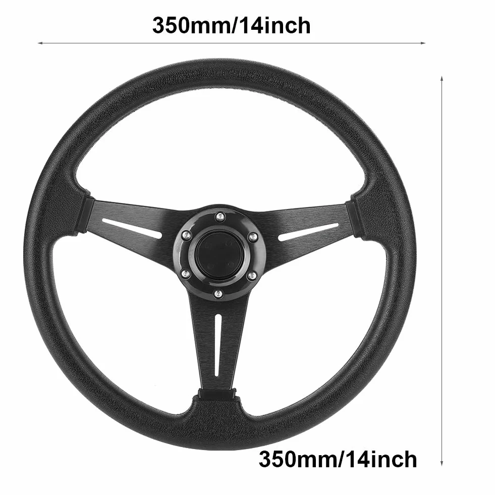Volante Sportivo Universale 350 Mm 14 Pollici Fondo Piatto Nero