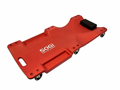 SOGI X4-13 Carrello Lettino Sotto Auto XL Termoformato Ergonomico Rosso 6 Ruote Piroettanti