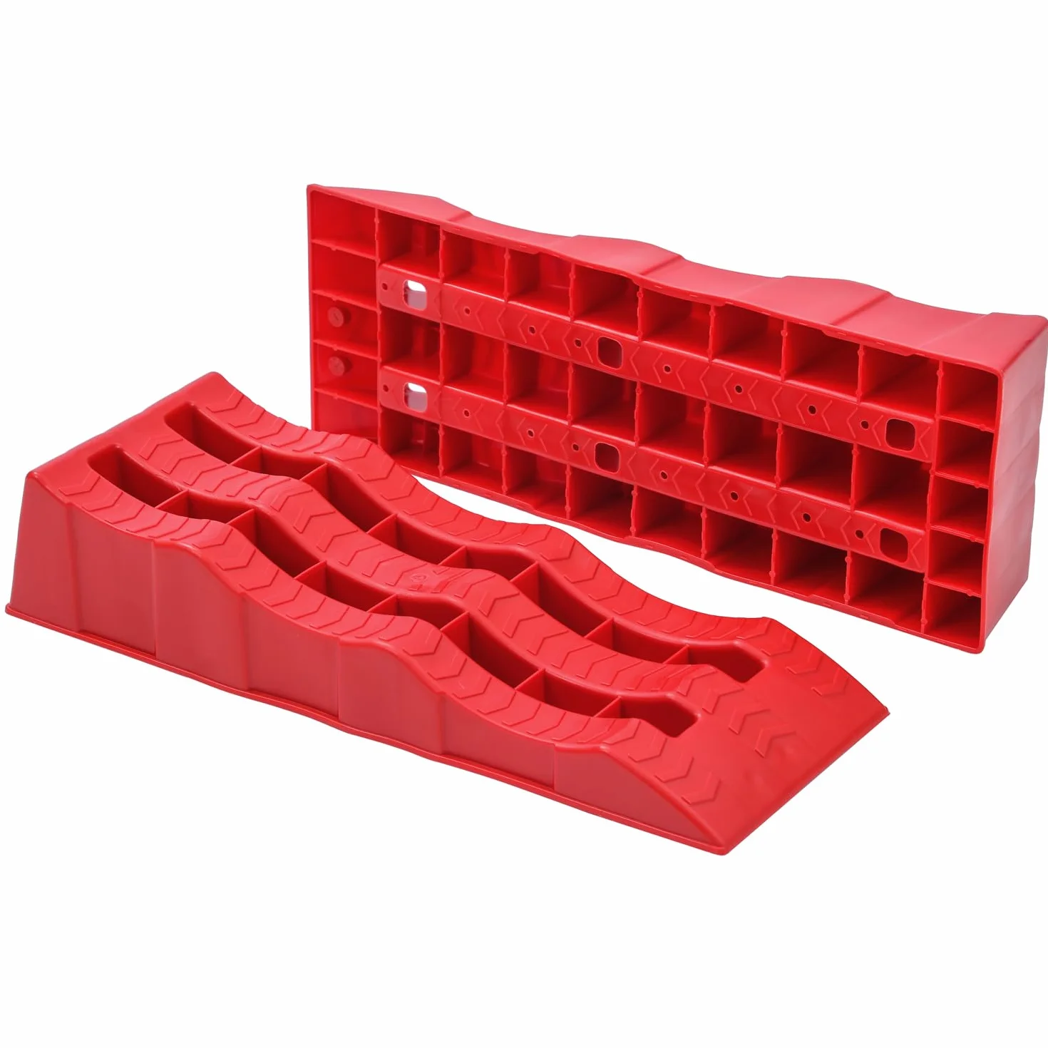 KATSU 2 pz Rampe di livellamento per roulotte Capacità 4 Tonnellate Heavy Duty 3 gradini in plastica per camper Camper Rampe per marciapiede Livellatori per blocchi di ruote