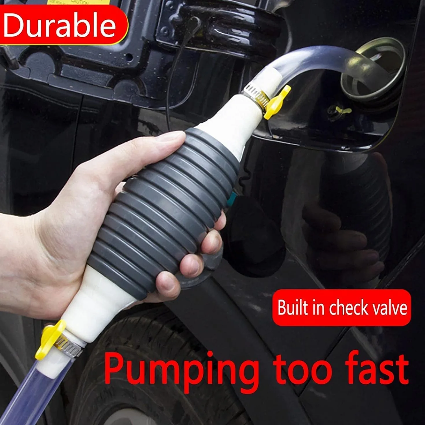 Pompa Manuale a Sifone, Pompa di Trasferimento Manuale con Tubo Flessibile Carburante da 2 M, Pompa Aspirazione a Diesel/Benzina/Acqua/Olio/Liquido/Gas Pompa