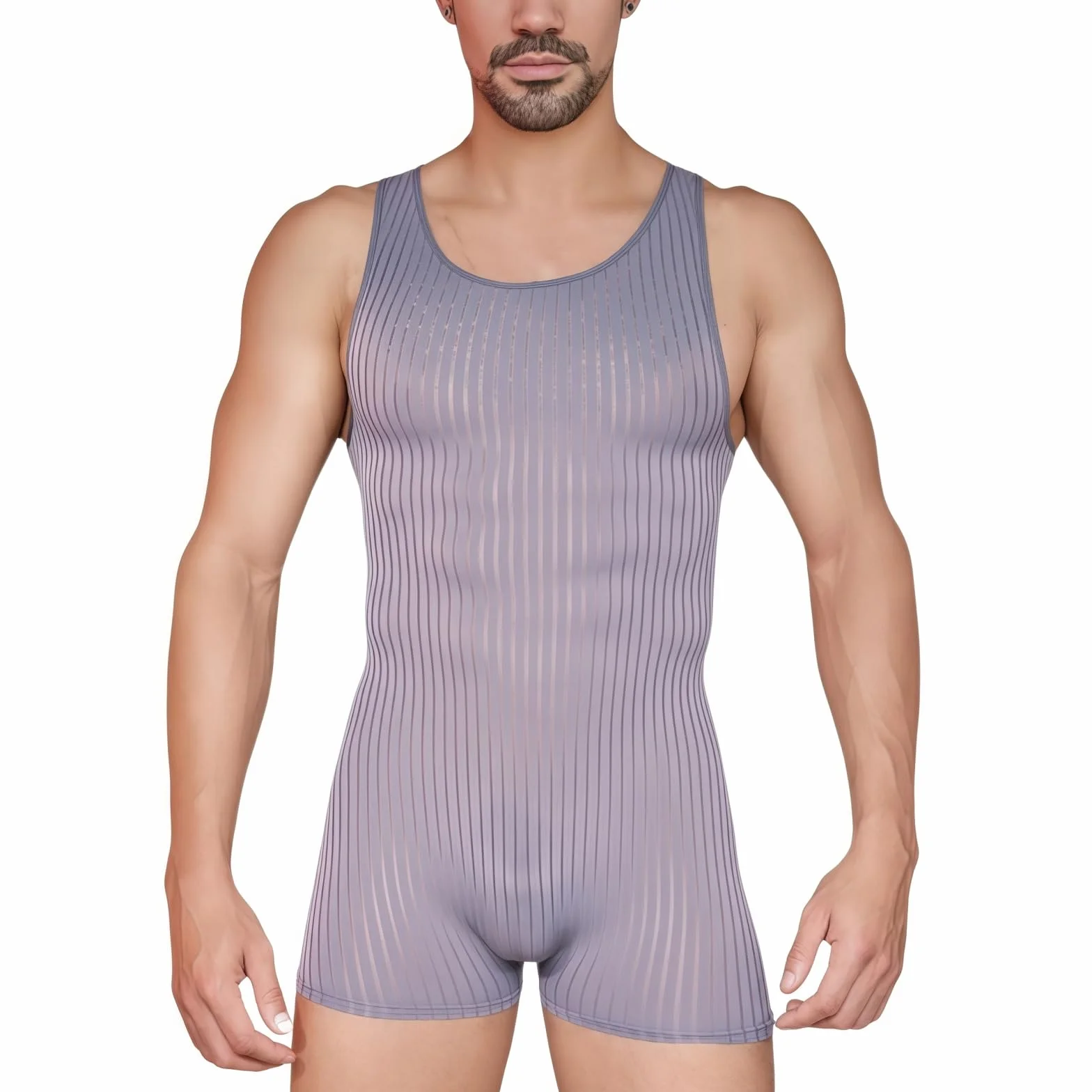 MANJIAMEI Wrestling Singlet - Tuta da uomo senza maniche, body aderente a un pezzo