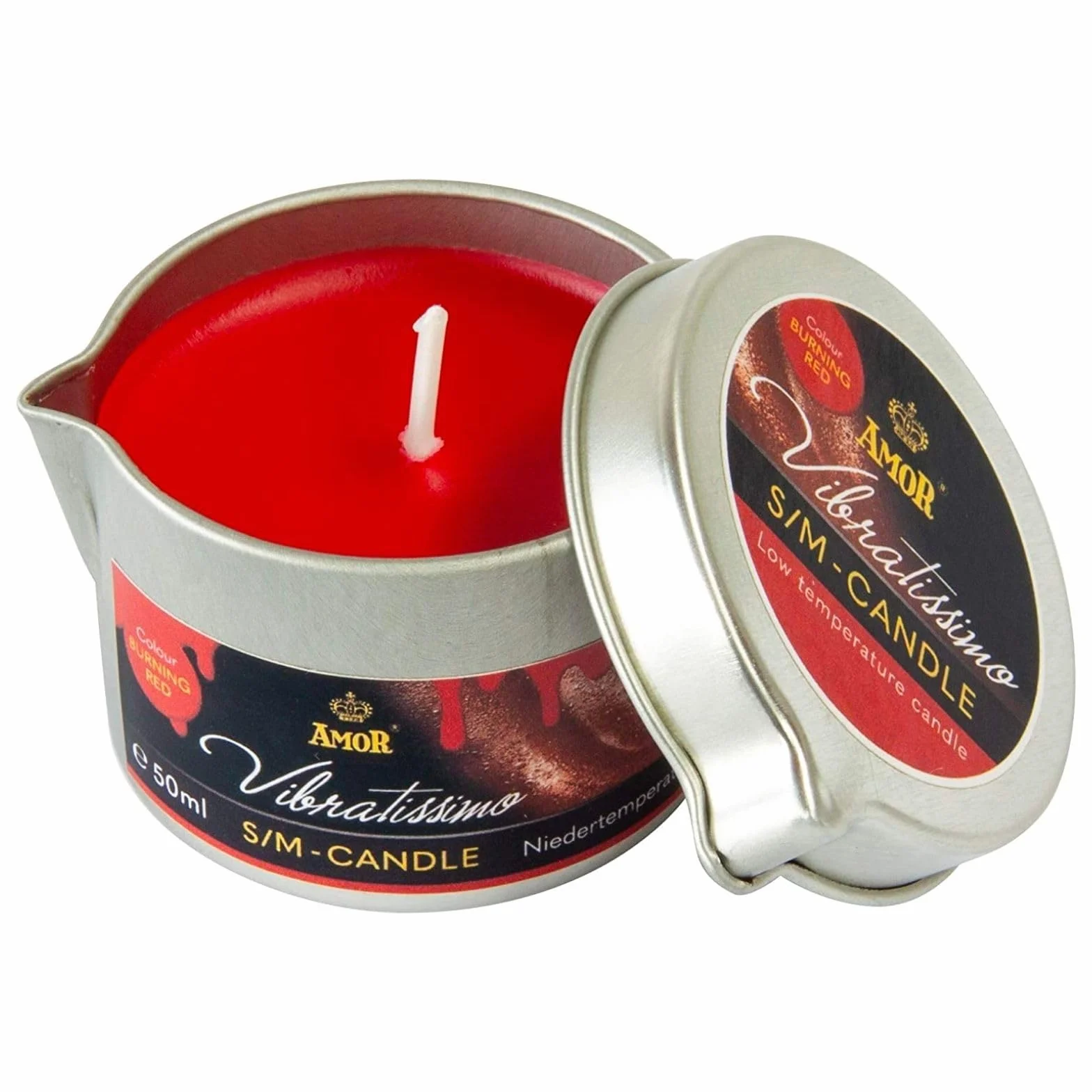 VIBRATISSIMO S/M Candela Burning Red 50ml Cera a bassa temperatura per giochi erotici massaggio coppie