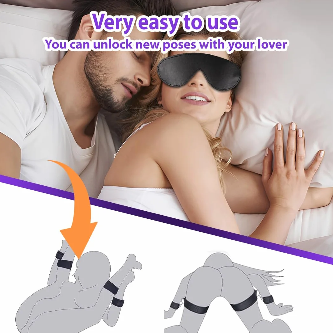 Manette per Coppia Peluche Pelle Kit Polso + Maschera Occhiale BDSM Regolabile