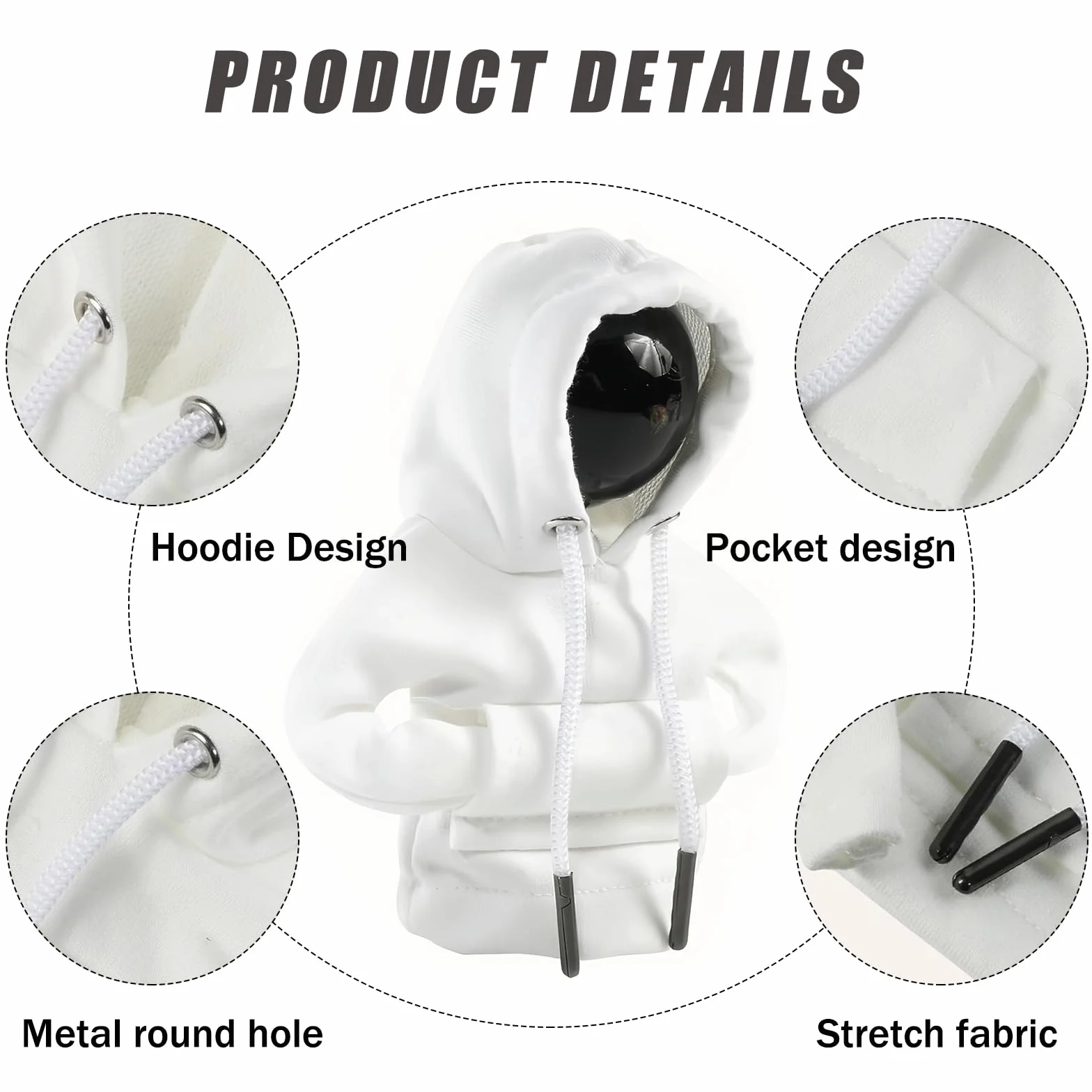Car Gear Shift Knob Cover, Car Gear Shift Cover, Universal Car Gear Shift Cover, Car Gear Shift Cover, Car Gear Shift Cover, Suitable for Car, Truck, SUV, Camper (White)
