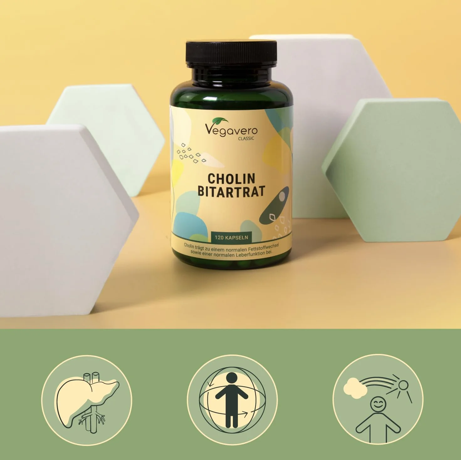 Colina Bitartrato 700mg per Capsula Vegavero® - Alta Funzione Epatica e Cognitiva, Vegan, Senza OGM