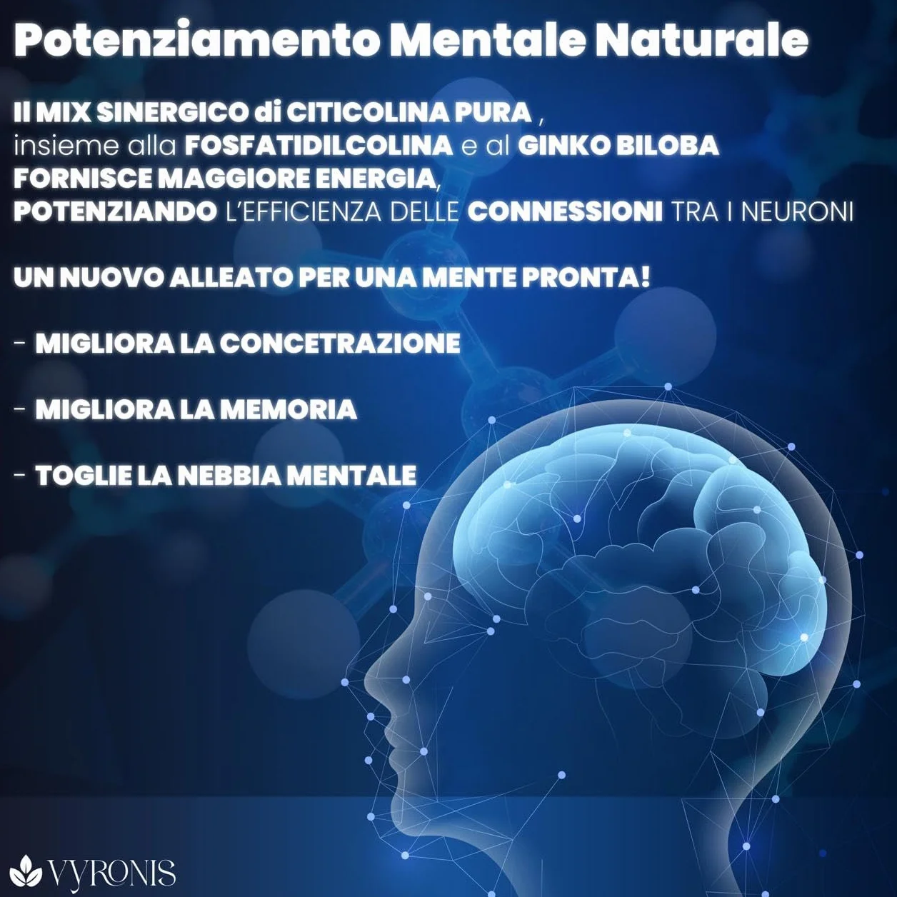 SINAPSYS+ integratore di citicolina 1000 mg colina boost mente memoria concentrazione