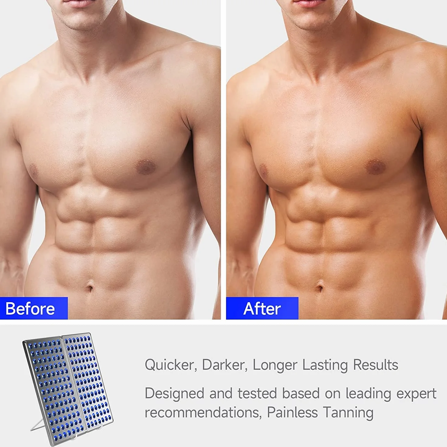 Lampada Abbronzante 24W Solare con Protezione Occhi 182 LED Temporizzato per Viso e Corpo
