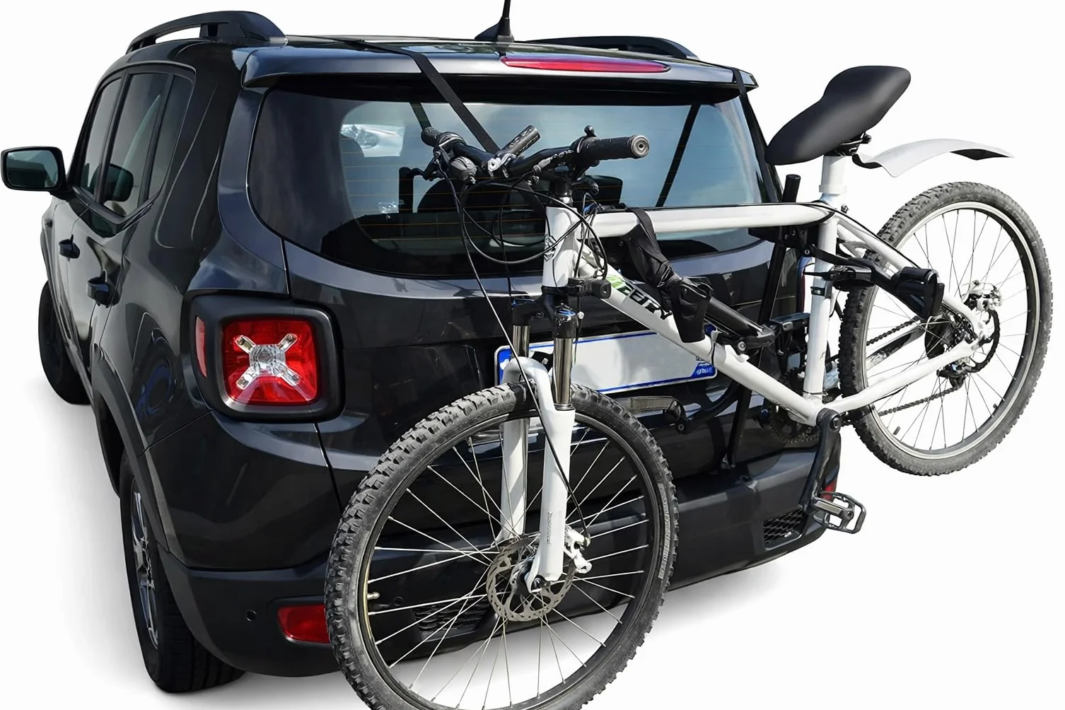 Susy Shop Portabici Posteriore Universale per Auto, Capacità 3 Biciclette, 40 kg, Pieghevole, Acciaio con Fasce in Nylon e Ganci