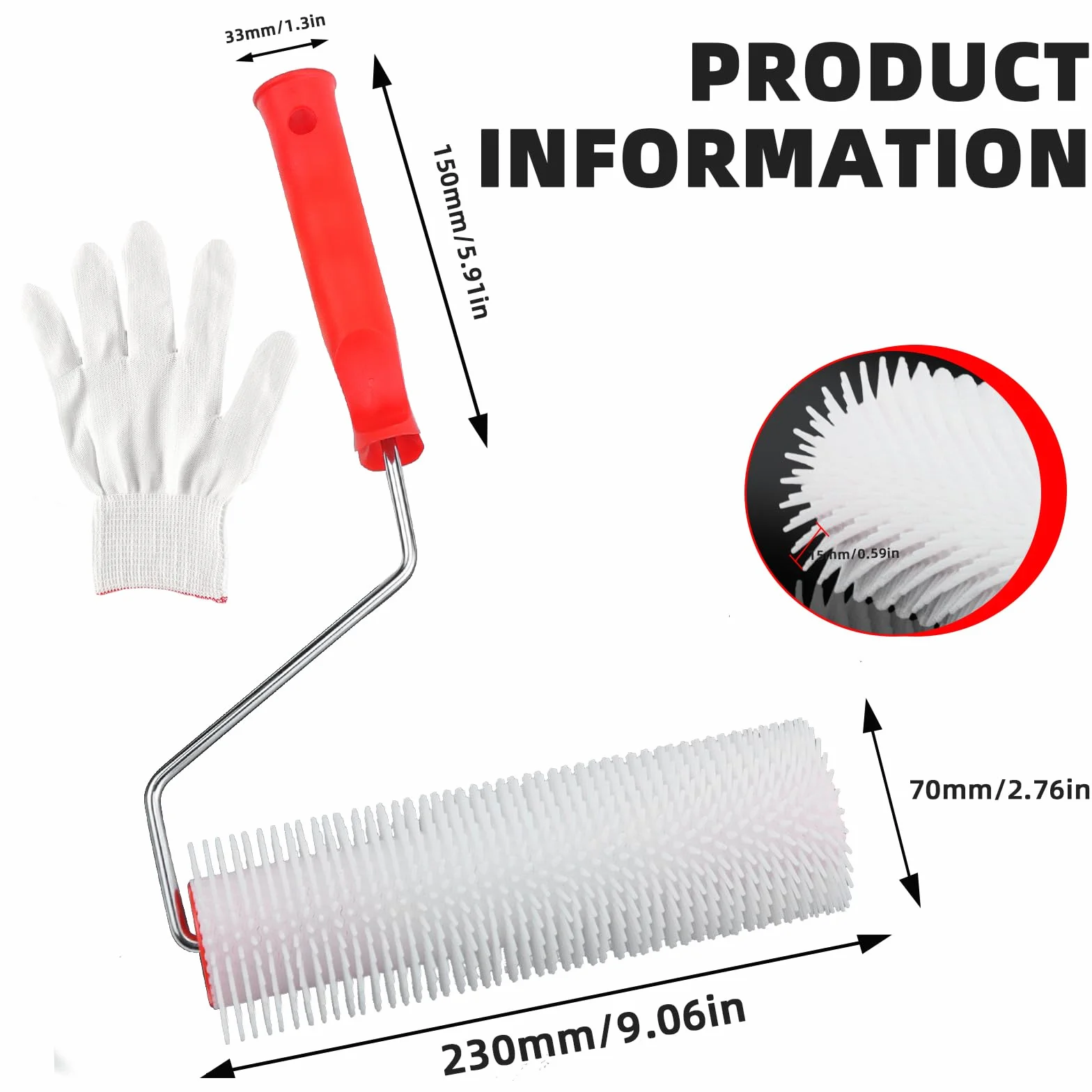 Rullo di sfiato da 23 cm, rullo frangibolle, rullo pavimento per lo sfiato dei rivestimenti del pavimento