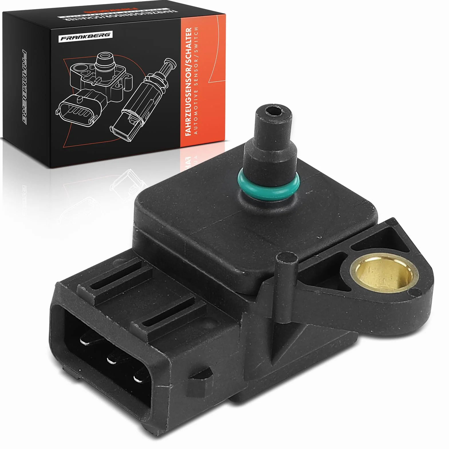 Frankberg Sensore di pressione del tubo di aspirazione Compatibile con Serie 1 E87 118d 120d 2.0L 2004-2011 Serie 3 E46 318d 330d 330xd 2.0L 3.0L 2001-2005 Serie 3 E90 2.0L 2004-2011 3148000052