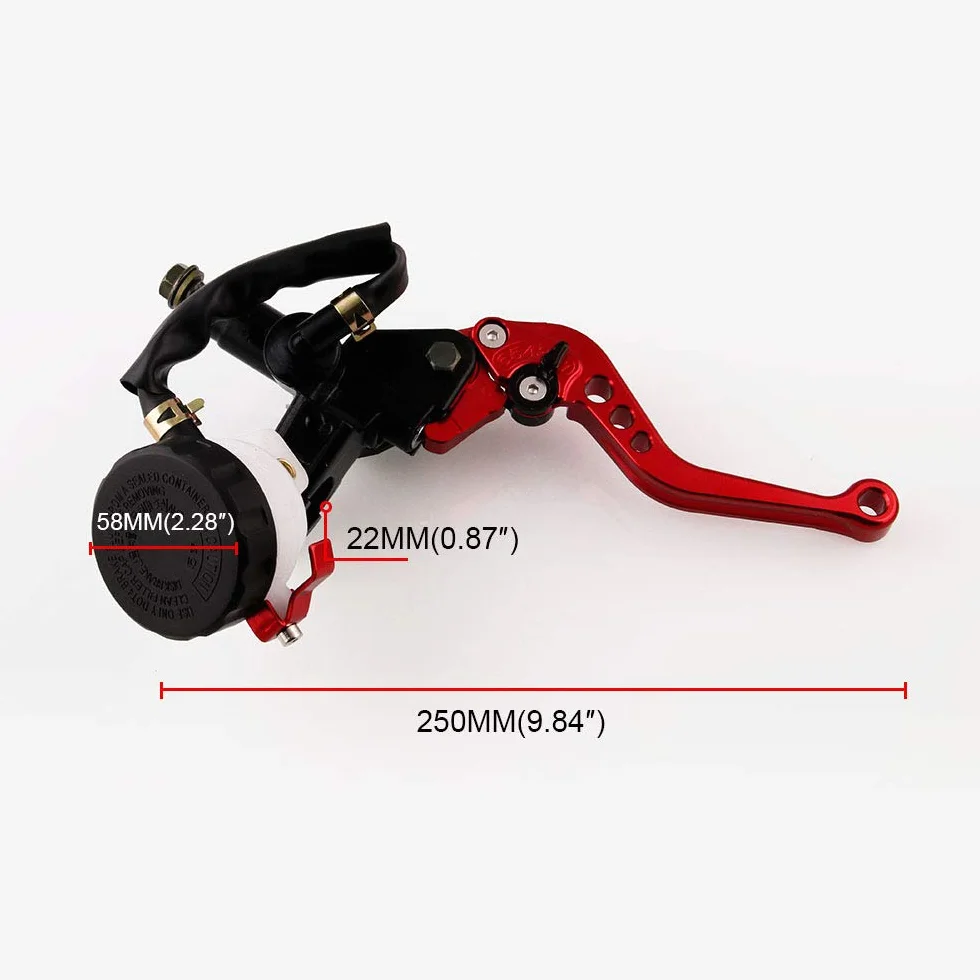 leve freno frizione moto,7/8" 22mm gruppo frizione a clacson regolabile con pompa idraulical,Freno manubrio universale in alluminio,per Honda Suzuki Kawasaki Yamaha D10 (Rosso)