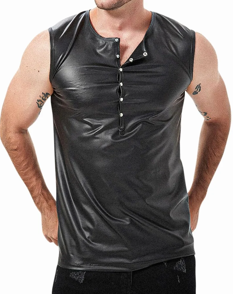 Maglia da uomo in lattice con bottoni XL