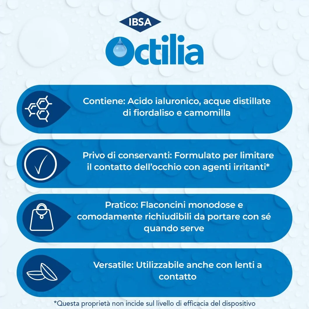 Octilia Natural Gocce Oculari Acido Ialuronico 10 Flaconcini Monodose 0,5ml