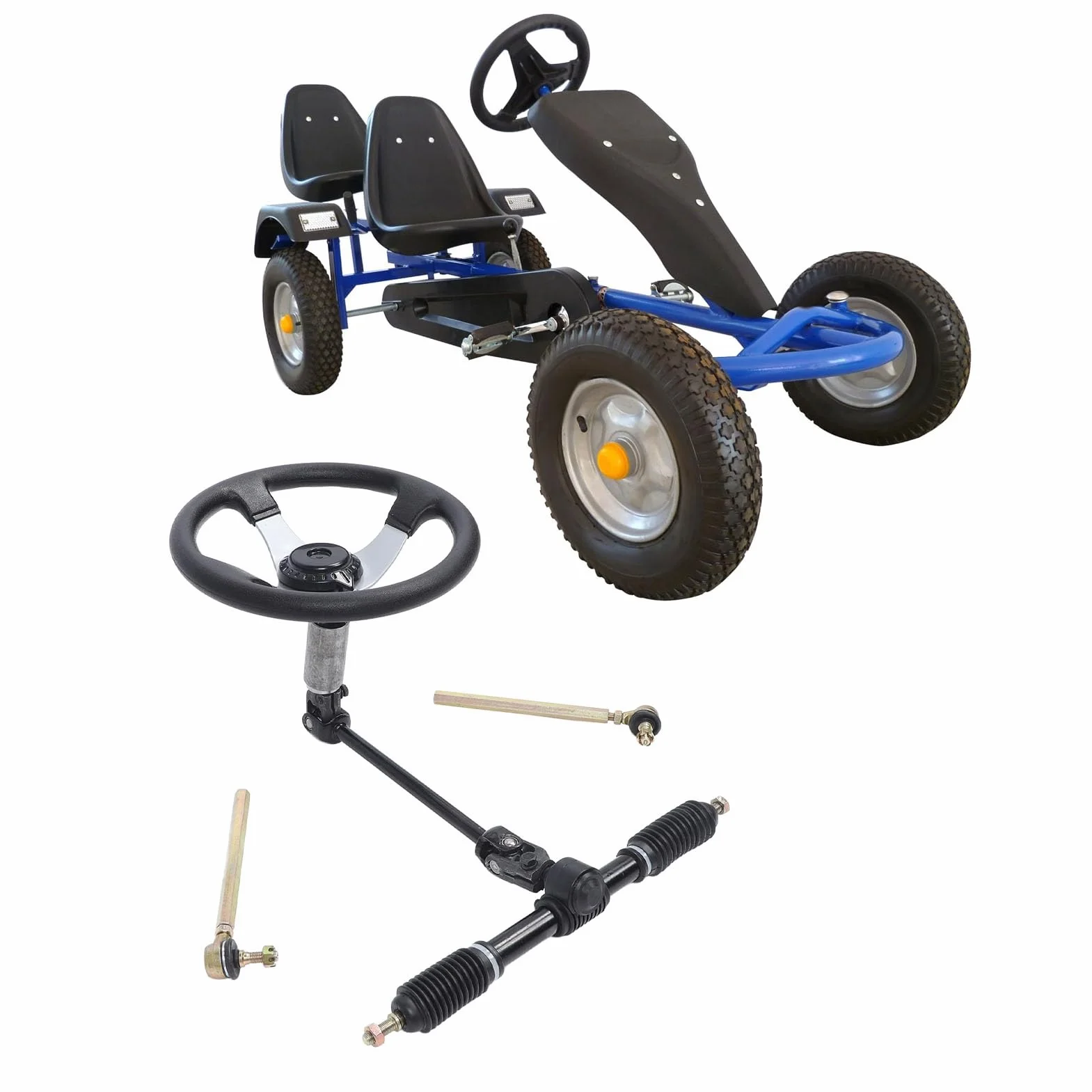 Kit Volante in Acciaio 300 Mm – Gruppo Sterzo Regolabile UTV, Go Kart e Carrello per Veicoli