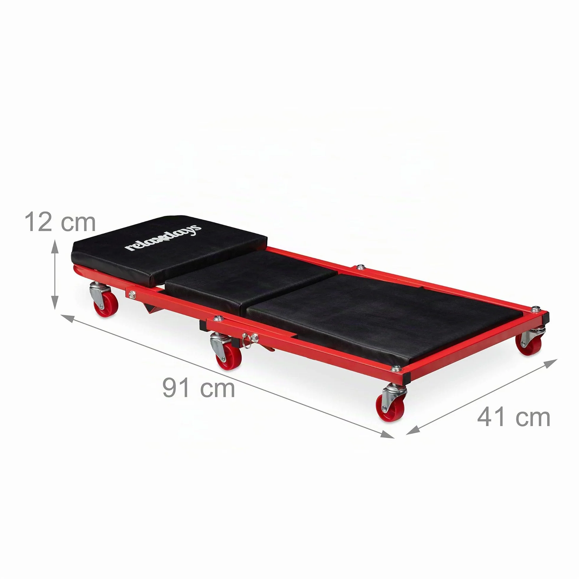 Relaxdays Sgabello da Officina Pieghevole 2in1 150 Kg Rotelline Girevoli 360° Nero
