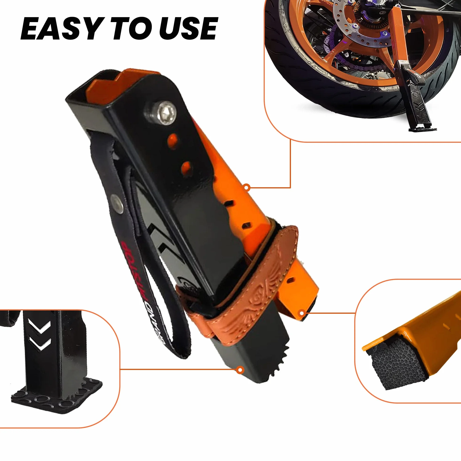 GRAND PITSTOP Motorcycle Maintenance Stand, Portable & Compact Lift Stand Moto Jack, Adjustable Height for Chain Cleaning and Lubrication Easy to use