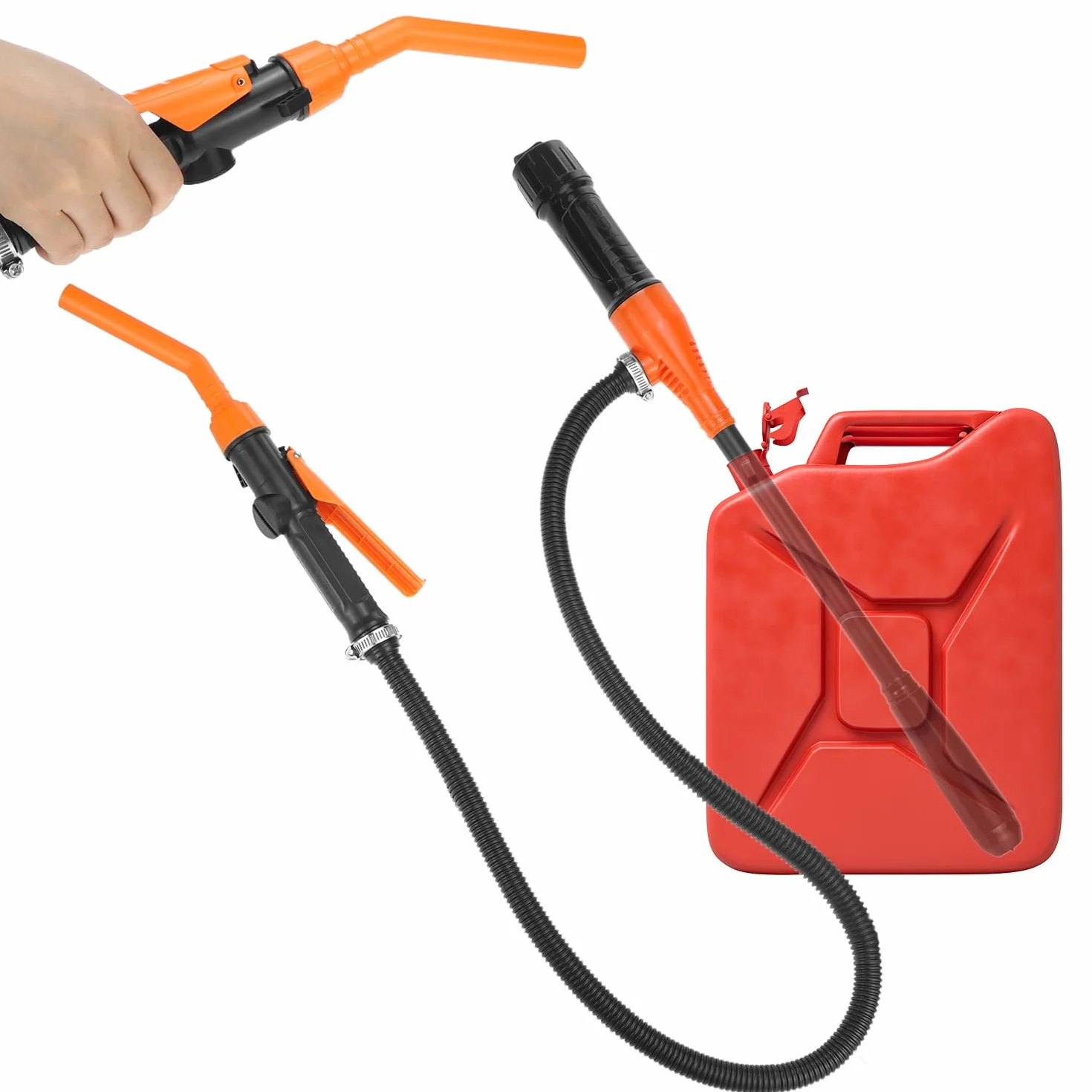 QWORK® Pompa di Carburante, Pompe di trasferimento Portatili con ugello a Fermo rapido e Controllo del Flusso, per Olio, Diesel, Benzina