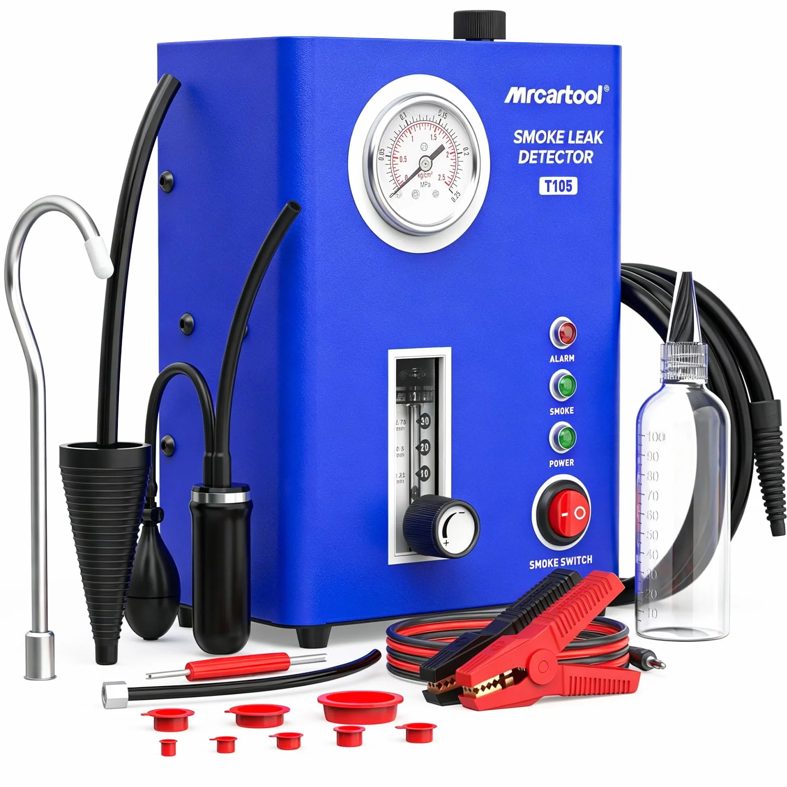 Tester di perdite per automobili T105 con macchina del fumo, pompa dell'aria e manometro, diagnostico EVAP 12V