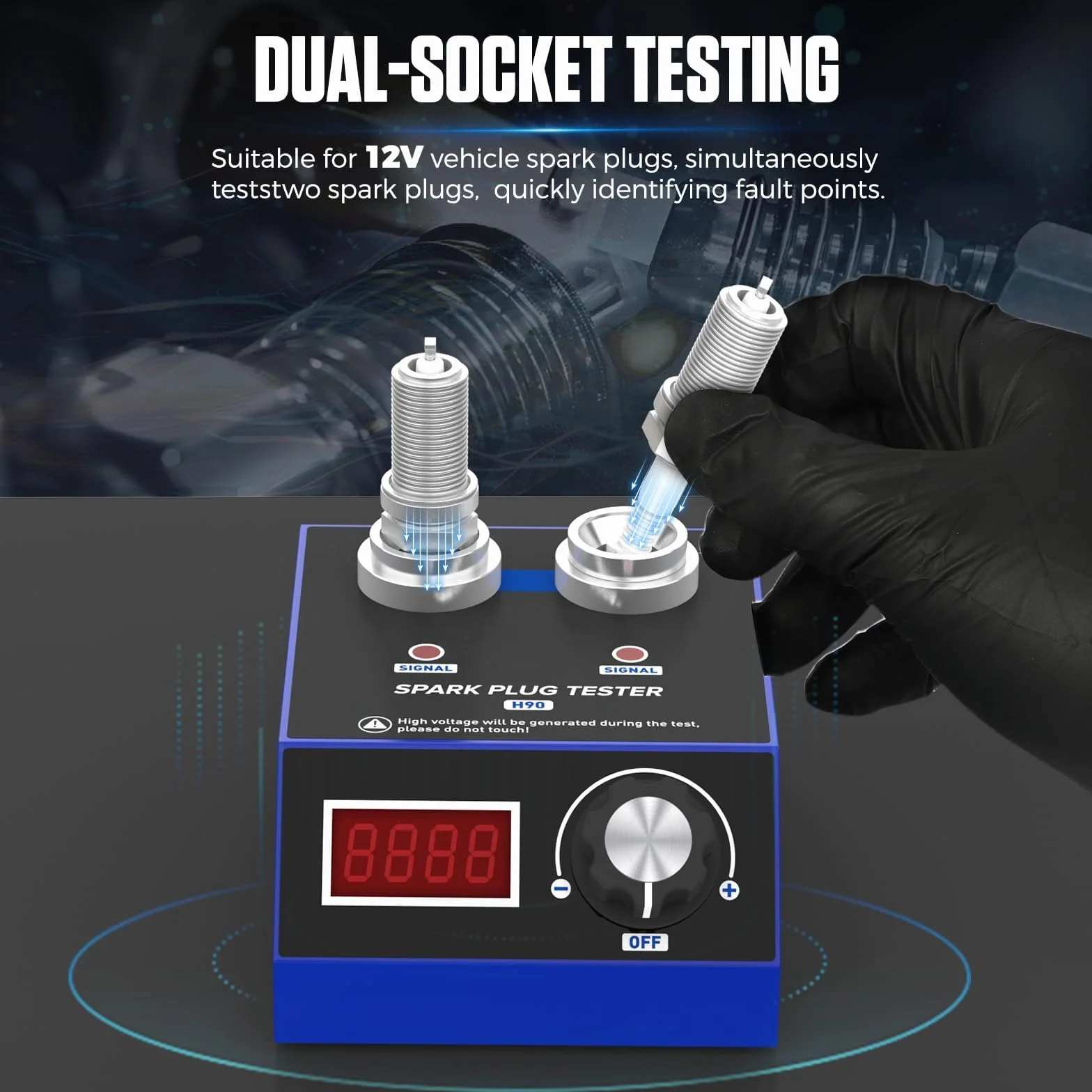 PLAYOCCAR Tester per candele 110V/220V 500~9000RPM 12V/24V con display