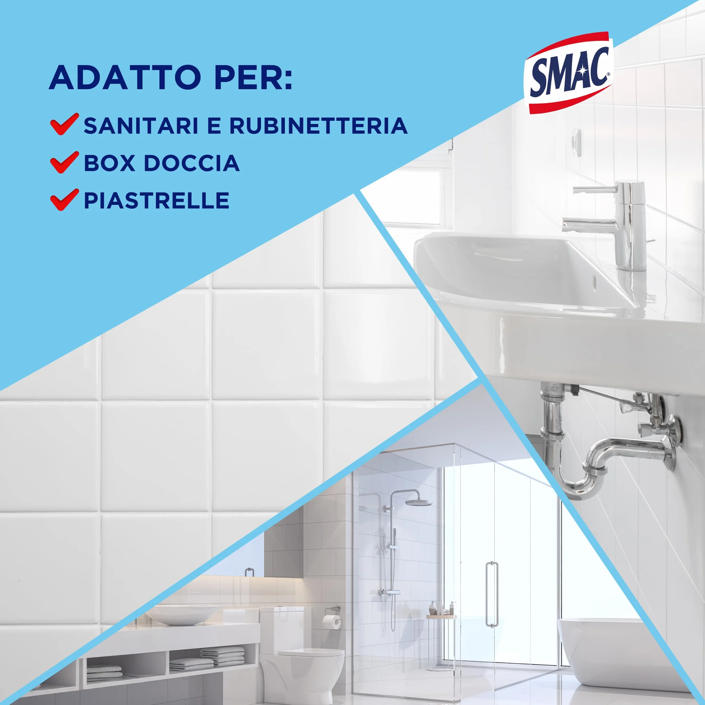 Smac Bagno Igienizzante Detergente Spray Multisuperficie Anticalcare 650 ml x 4 Pezzi