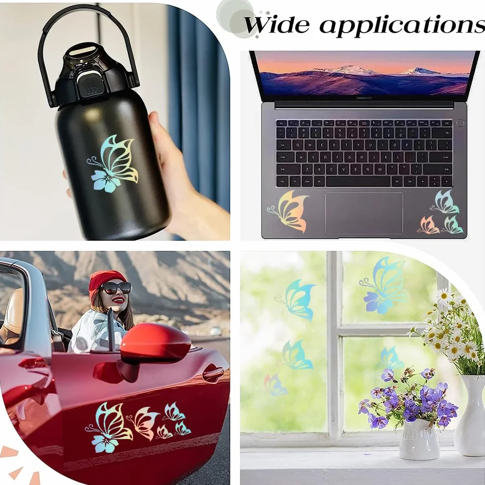 GORGECRAFT 2 Foglio Farfalla Set di Decalcomanie per Auto Farfalla Vinile Adesivo Impermeabile Adesivi per Auto Da Donna e Decalcomanie Riflettenti per Paraurti per Laptop Colorato