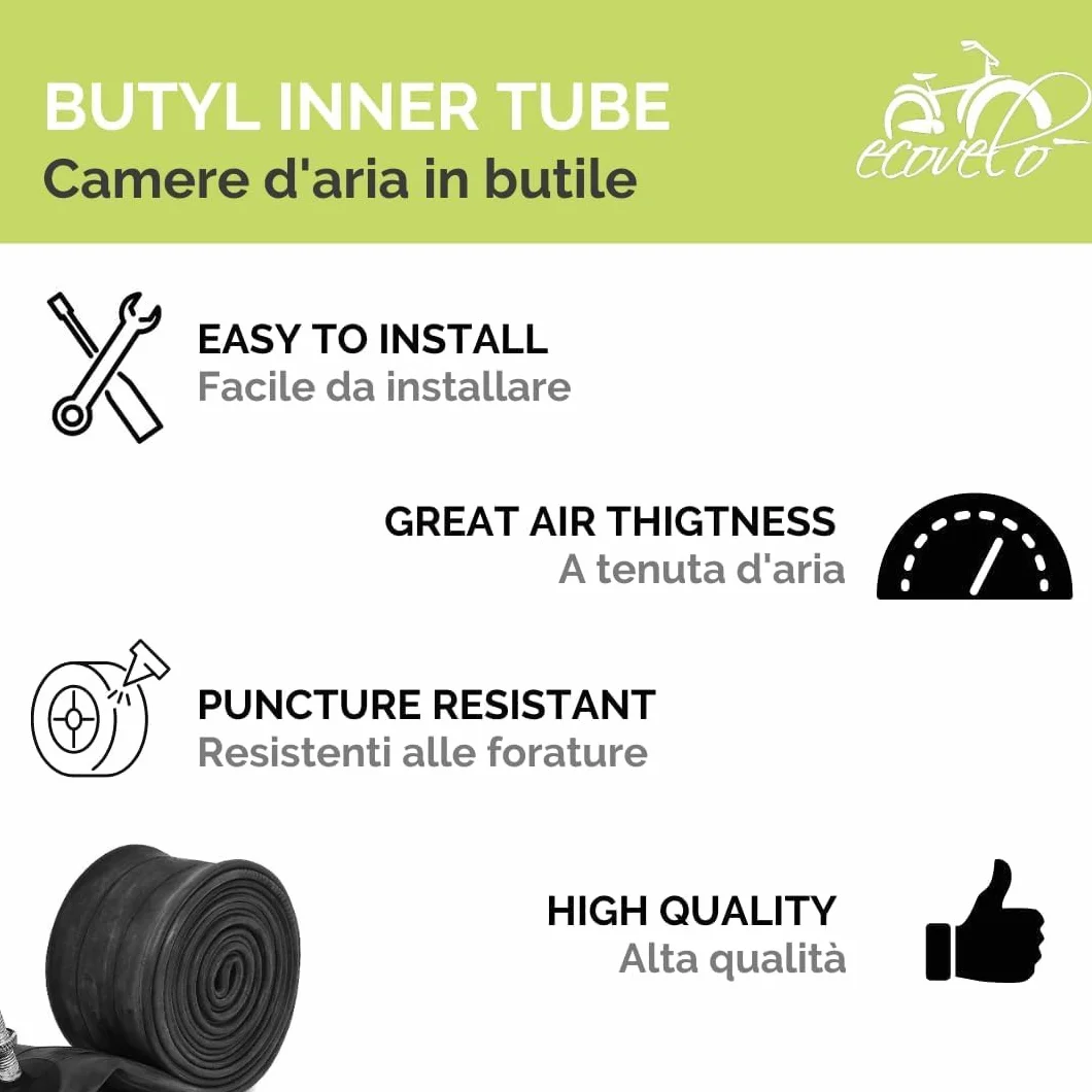ECOVELO 1 Pneumatico 5.00-10 6PR + Camera d’Aria | Kit Gomma Rinforzata per Motozappa, Motocoltivatore e Falciatrice