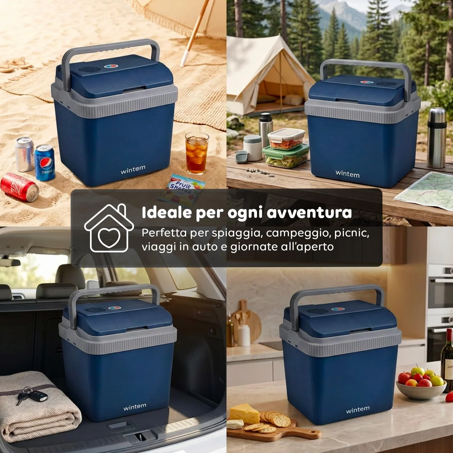 Avilia - Borsa Frigo Elettrica 24L Caldo e Freddo – 40W, 12V/220V, 31 Lattine o 5 Bottiglie | Frigo Portatile Elettrico con Ventola, -15/18°C, Riscald. 50-65°C, Manico Ergonomico