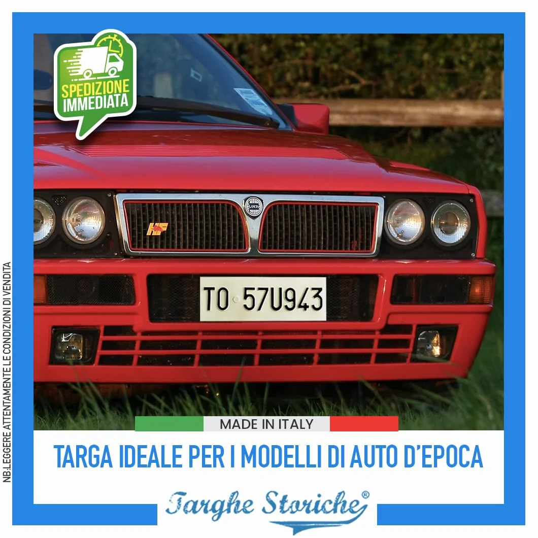 Targhe Storiche Targa Personalizzata Modello Anteriore 1985-1994 Alluminio Catarifrangente Made in Italy