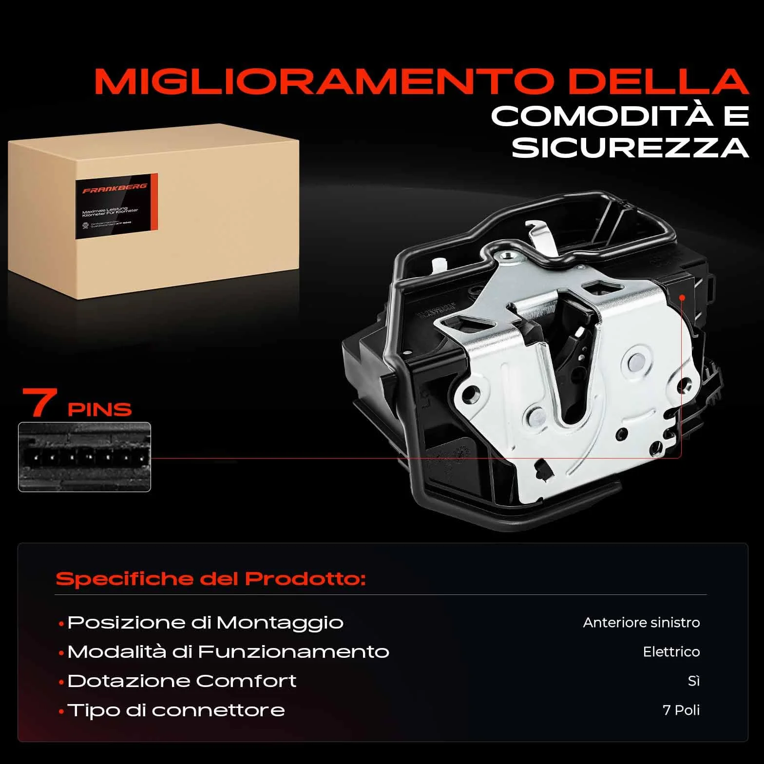 Frankberg Serratura porta serratura auto Anteriore sinistro Compatibile con X3 F25 Serie 3 Touring F31 Serie 5 Touring F11 Serie 1 E81 X1 E84 Replace# 51217202146