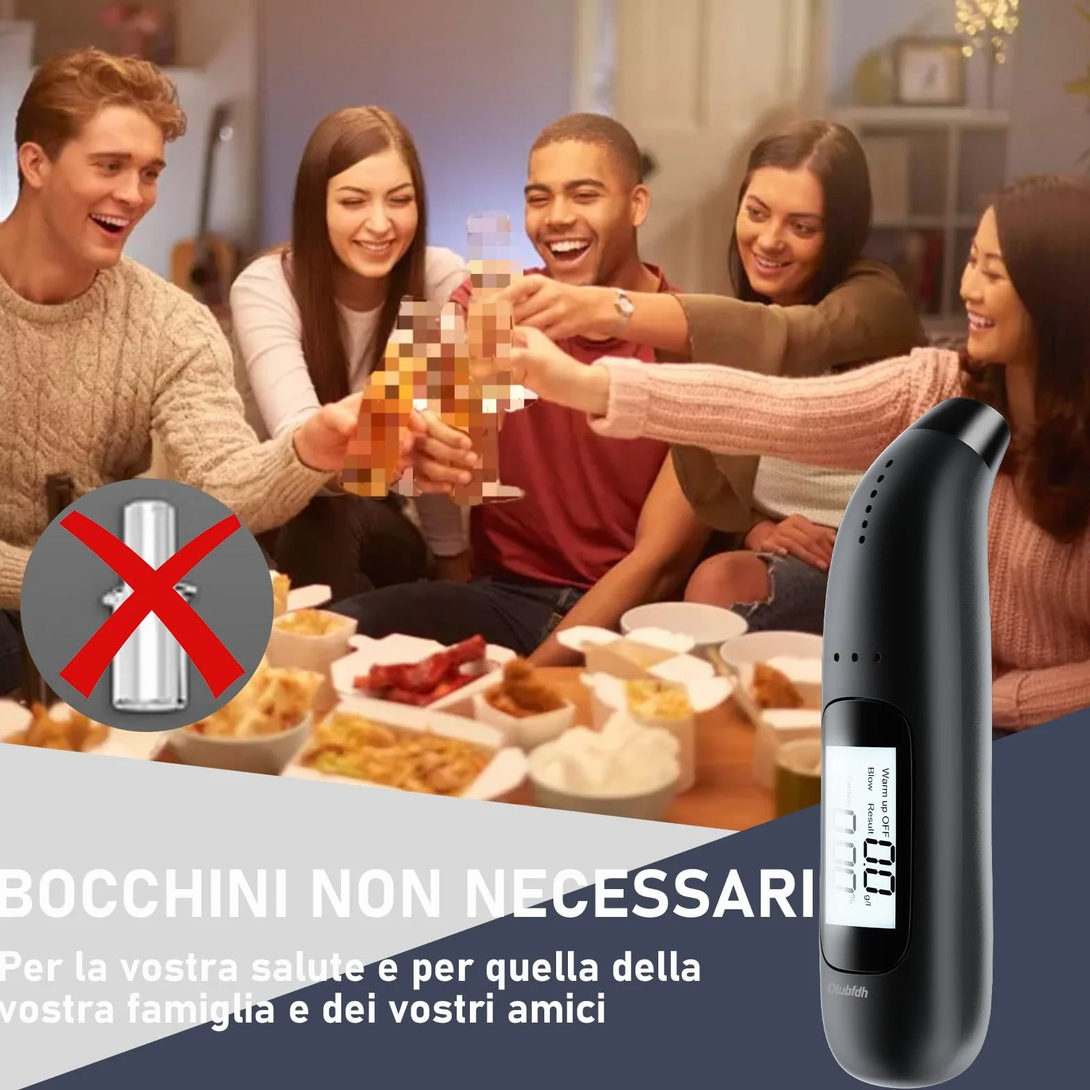 Etilometro Portatile Certificato con Display LCD, Batteria USB, Misuratore Alcolico Professionale (C06)
