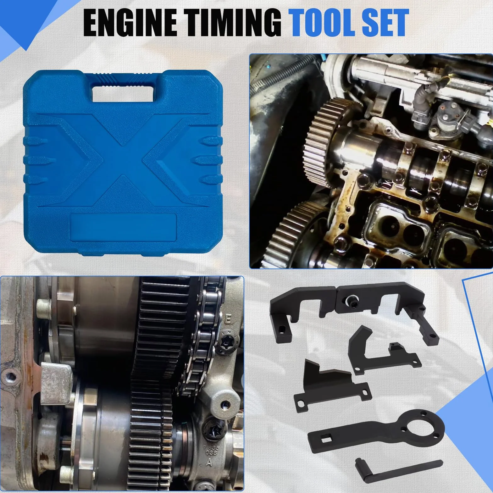 Kit Messa in Fase Motore Strumento Regolazione Compatibile con Peugeot 1.0 VTi 1.2 VTi 108 208 308 2008, Citroen, Opel, Toyota 1.0, 1.2, EB0 (ZMZ), EB2 (HMZ) 0109-2A, 0109-2B, 109-2B, 109-2C, 109-2D