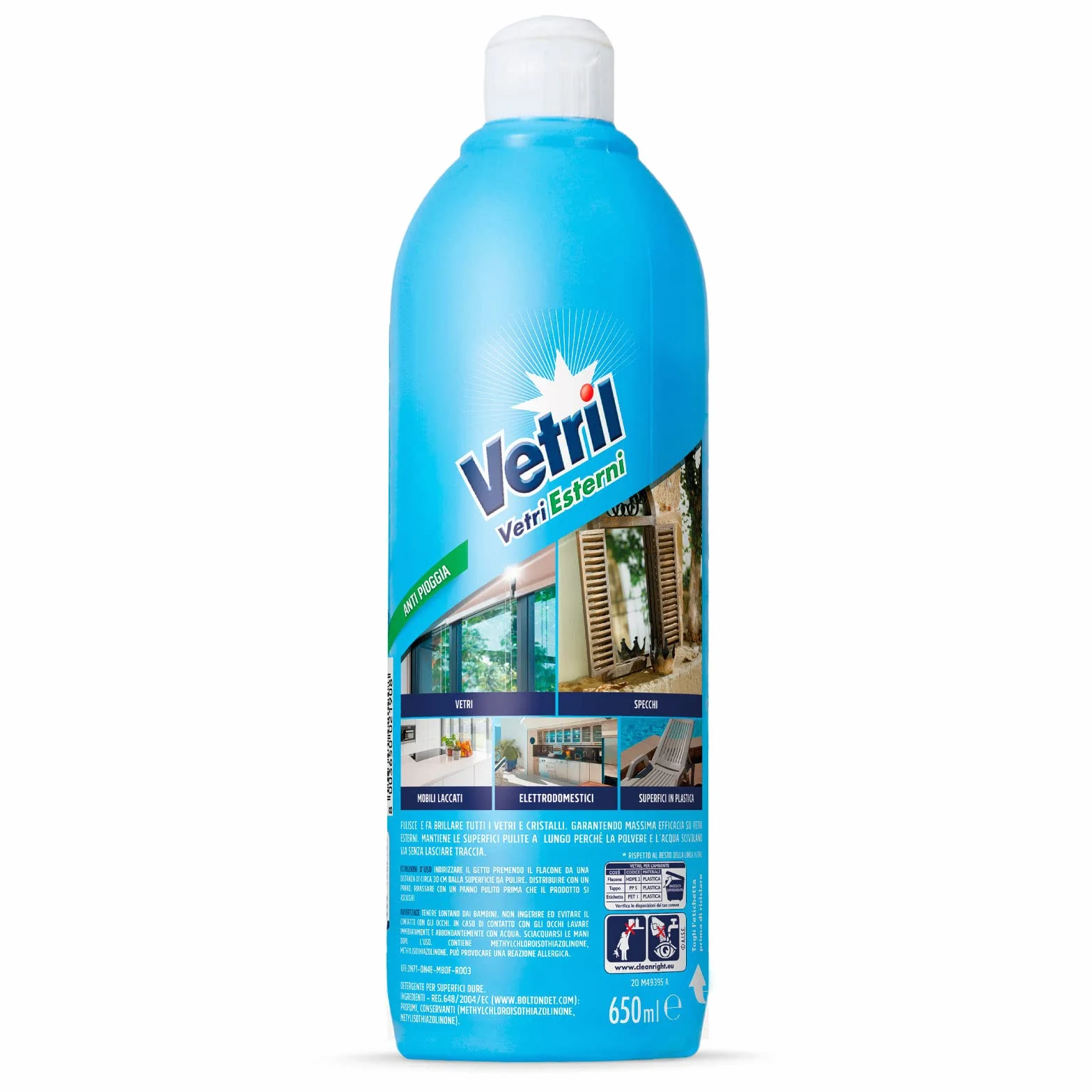 Vetril Detergente Anti Pioggia Scudo Anti Goccia Brillantezza Senza Aloni 650 ml x 3 Pezzi