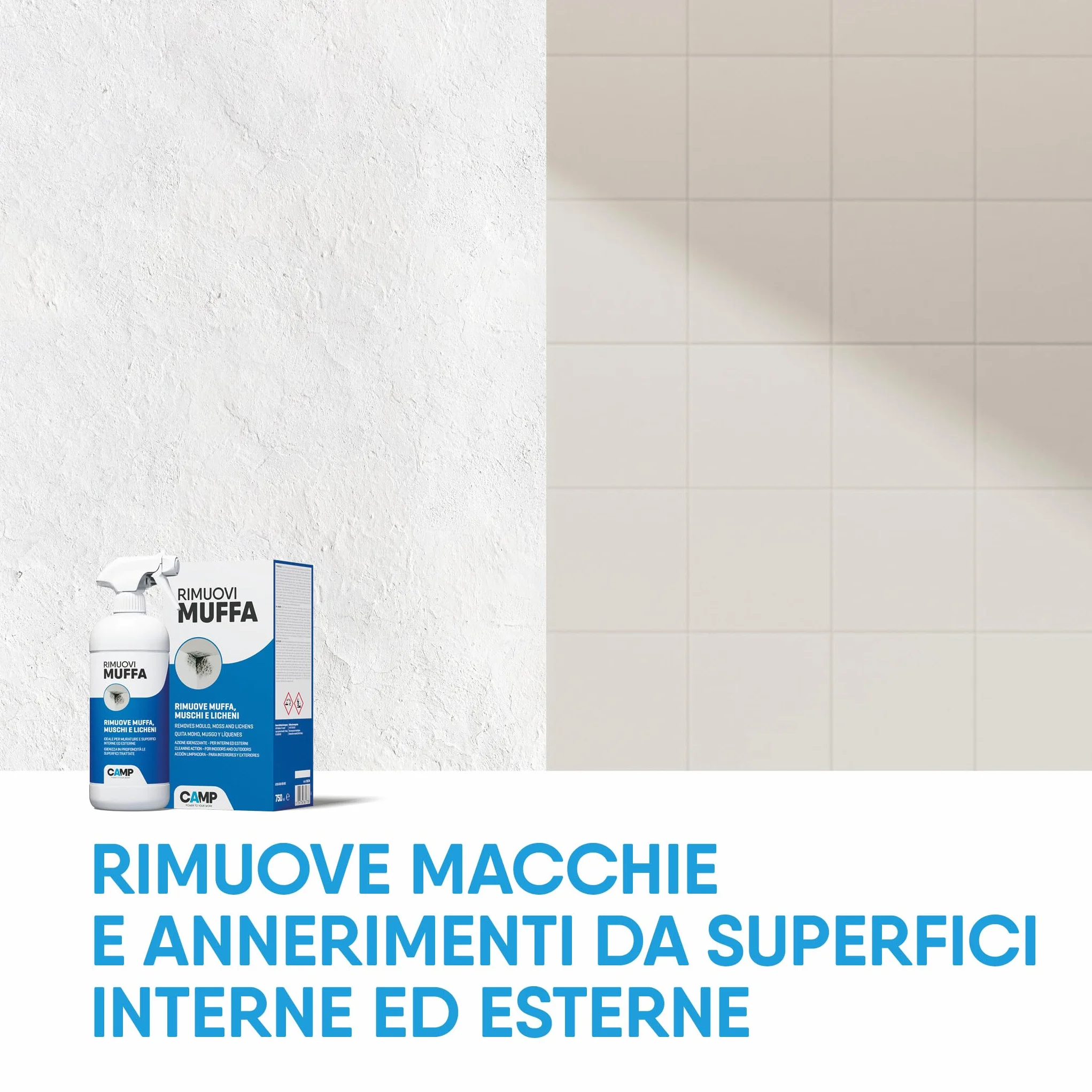 CAMP Rimuovi Muffa Antimuffa Spray 750 ml per Muri Interni ed Esterni