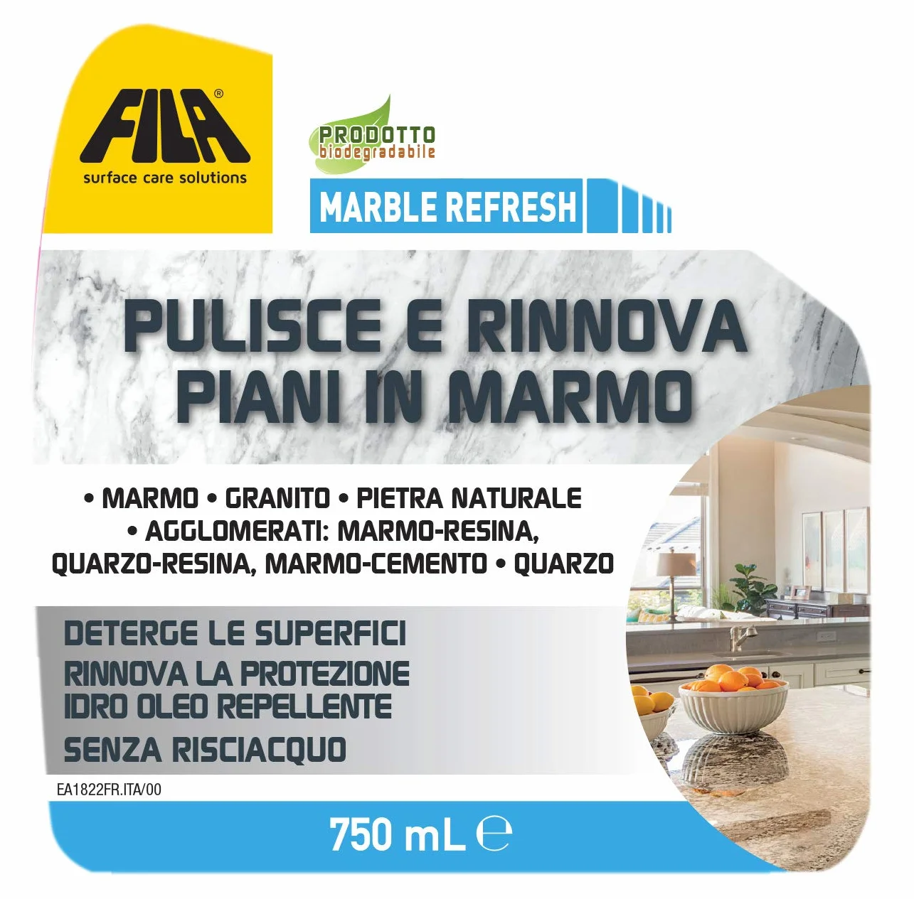 FILA MARBLE REFRESH Detergente Spray 750 ml per Marmo Quarzo Granito