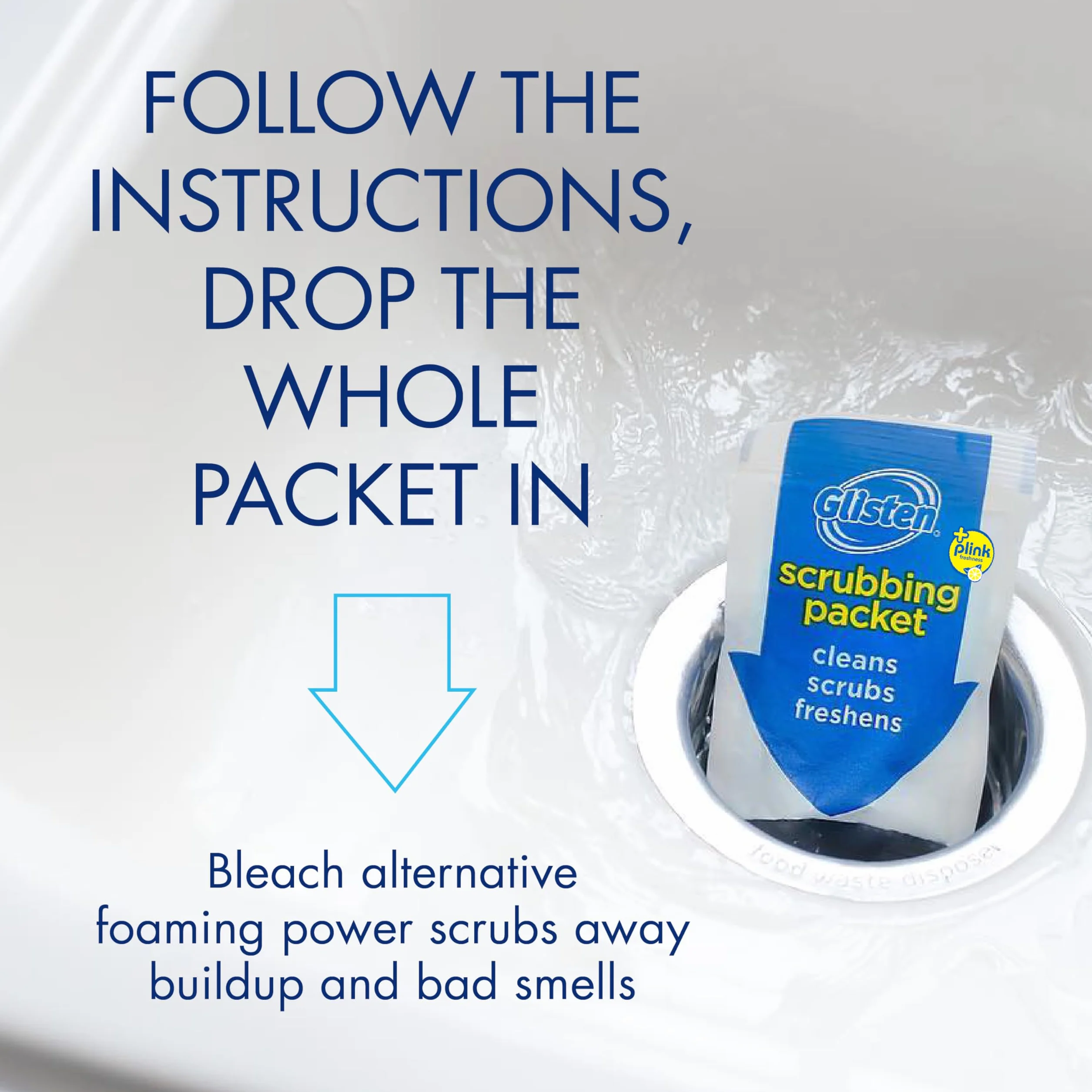Glisten Disposer Care Foaming Garbage Disposer Cleaner 4.9 oz 4 Packets